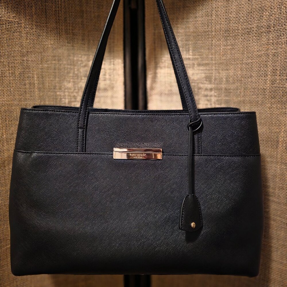 kate spade NEW YORK Maiden Way Saffiano Clarke , Black Handbag